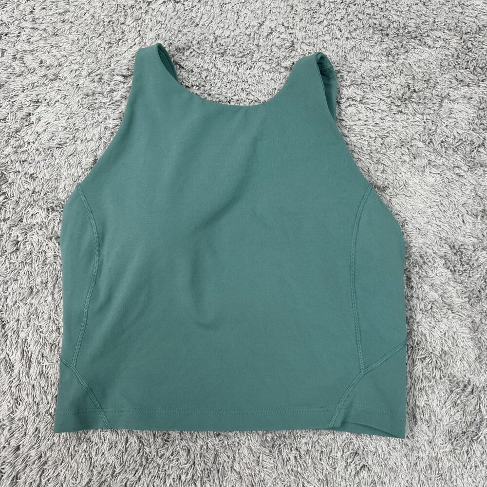Lululemon Sports Bra Women Size 6 Green Solid Activewear Workout Tank Stretch